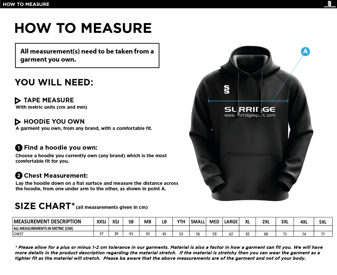 Coach Core - Fuse Hoody - Unisex Fit - Size Guide