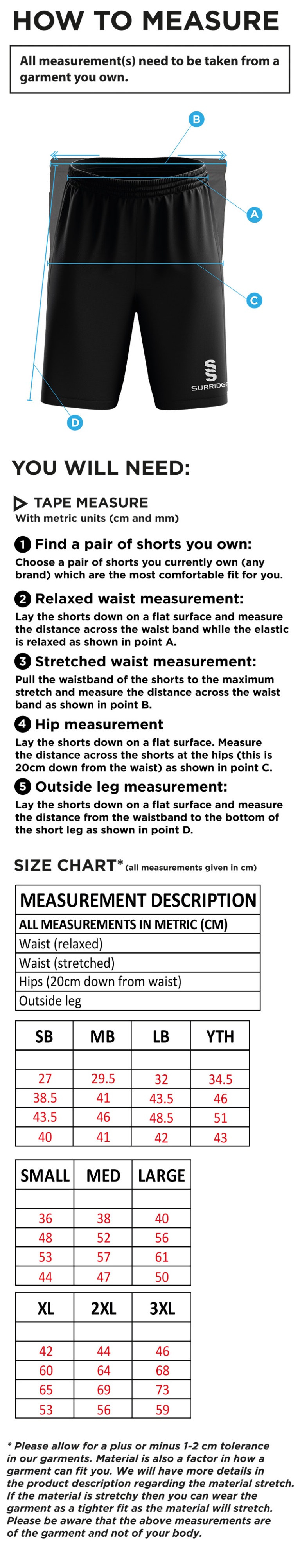 Coach Core - Blade Shorts - Unisex Fit (Lifetime) - Size Guide