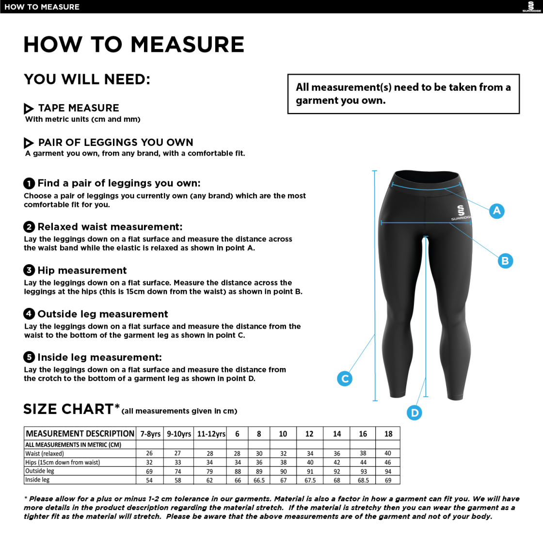 Coach Core - Performance Full Length Leggings - Women's Fit - Size Guide